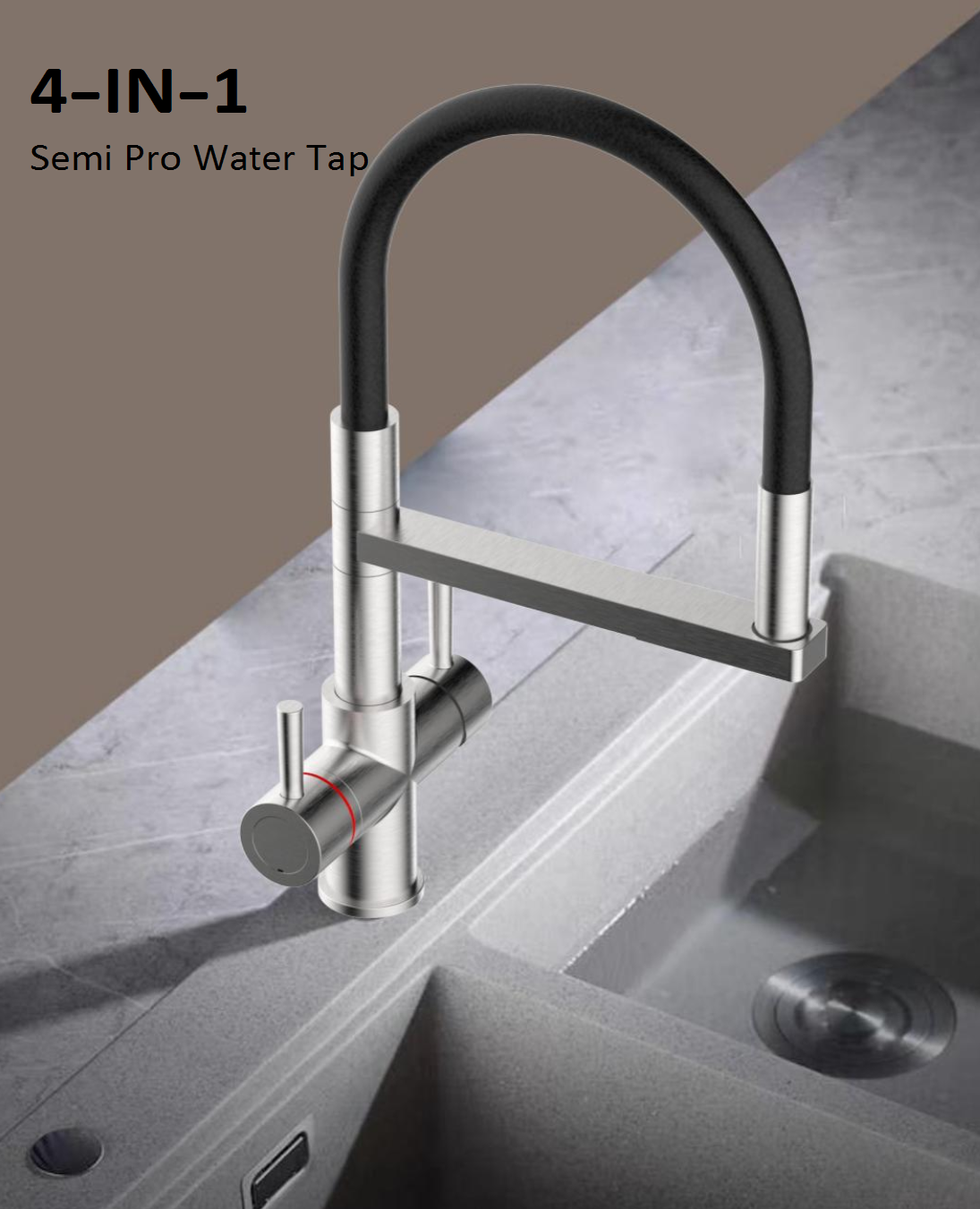 4-1 Semi-Pro Pull-Out Boiling & Filtered Tap Only Brushed Nickel